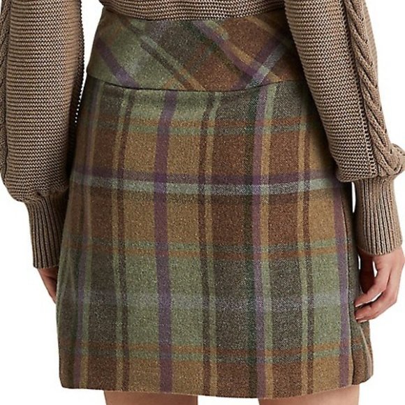 Lauren Ralph Lauren Plaid Fringe Trim Tweed Mini Skirt - Picture 7 of 10